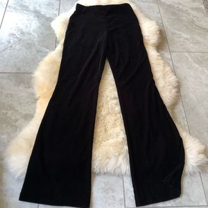 Black velvet flared pants with zipper on side